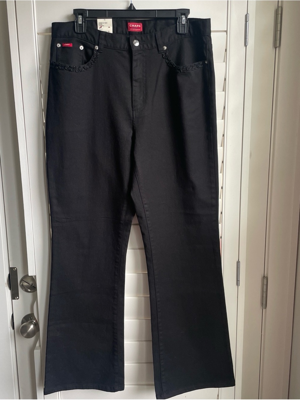 Chaps Garbo Embellished Women's Black Stretch bootcut Jeans NWT